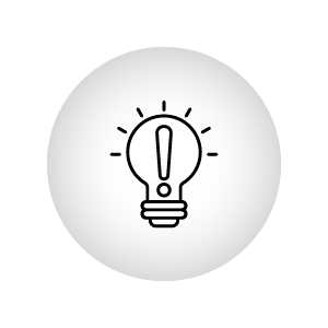 Icon: Lightbulb and exclamation point