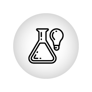 Icon: Beaker and lightbulb